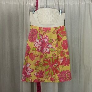 Strapless Lilly Pulitzer “Betsey” Dress with Basketweave Detail on Top